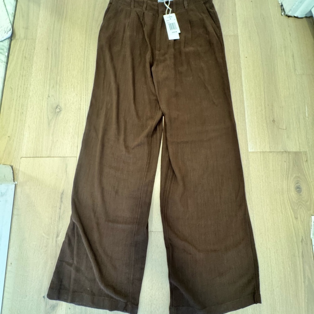 NWT LSPACE RHODES BROWN LINEN TROUSERS- SIZE M RETAILS $178 - Picture 3 of 4